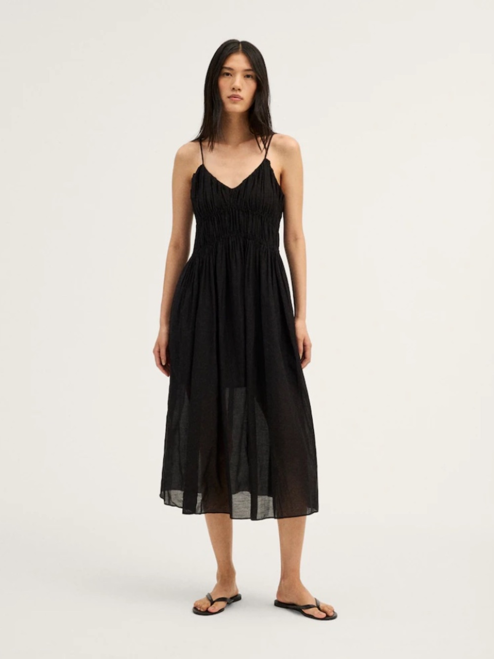 Madewell Ruched V-Neck Sleeveless Maxi Dress